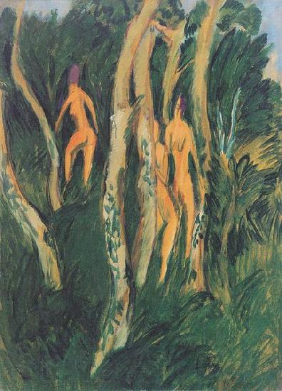 Ernst Ludwig Kirchner Drei Akte unter Baumen Germany oil painting art